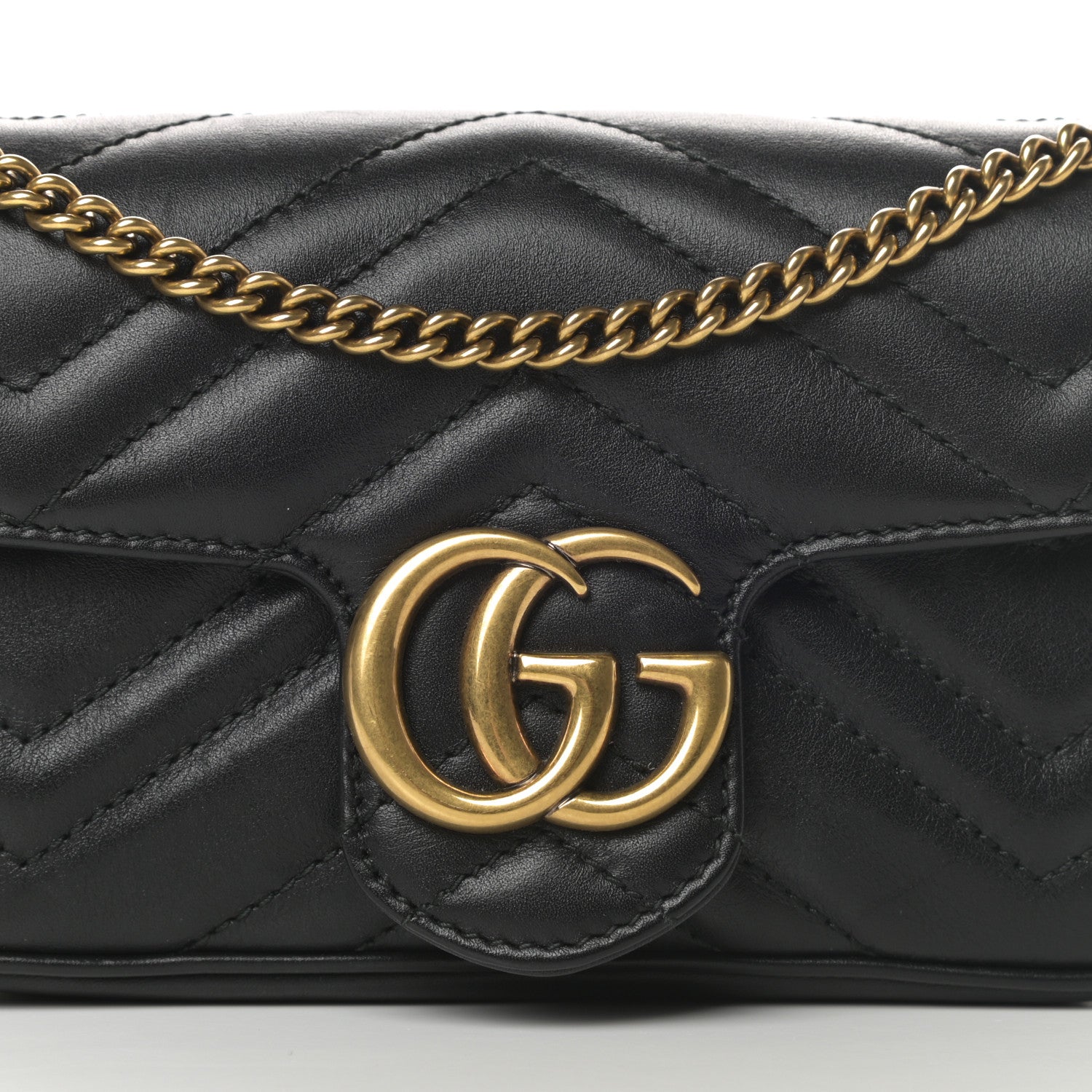 Gucci Calfskin Matelasse Super Mini GG Marmont Shoulder Bag Black 8 of 13