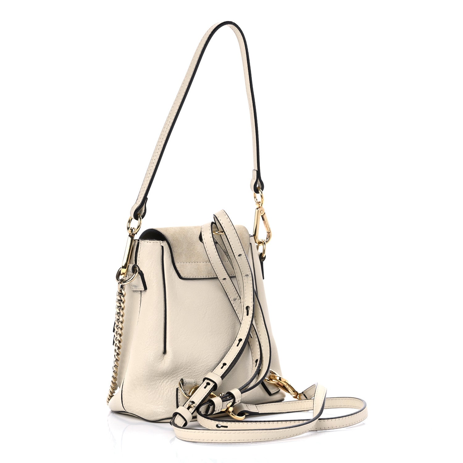 Chloe Suede Calfskin Mini Faye Backpack Off White 3 of 18