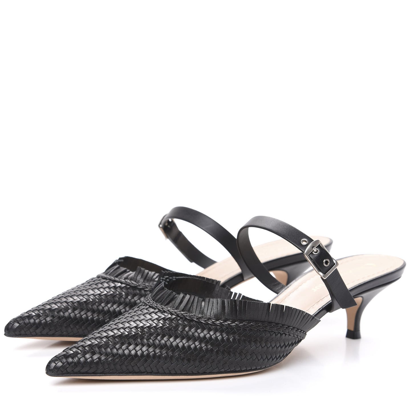 Lambskin Woven Teddy D Mule Sandals 39 Black