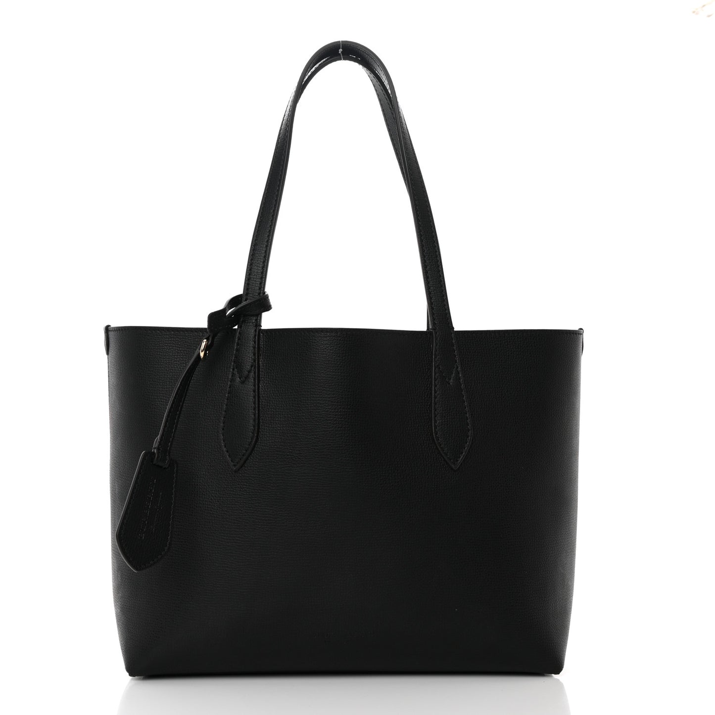 Grainy Calfskin Haymarket Check Medium Reversible Tote Black