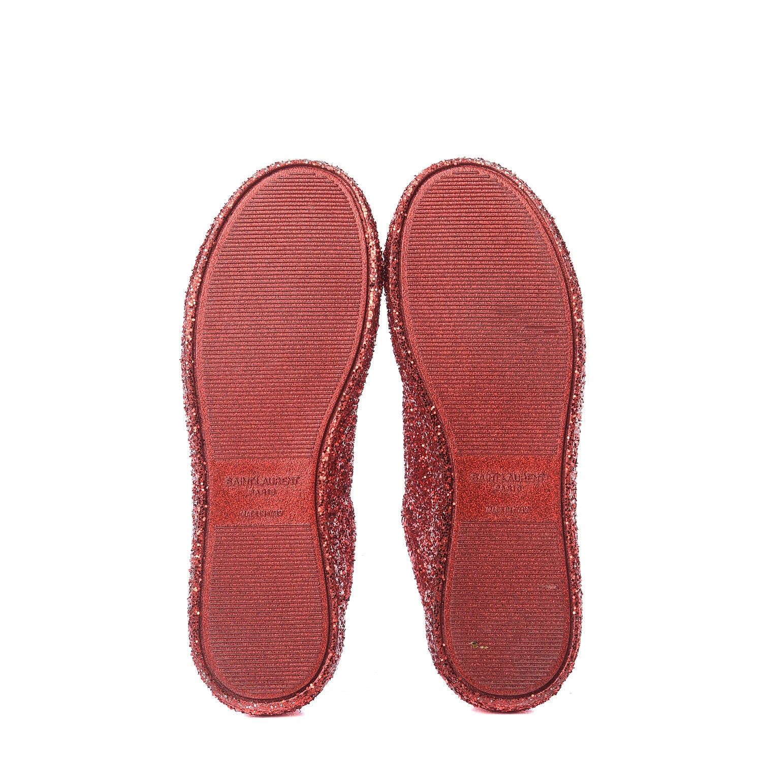 Saint Laurent Calfskin Crystal Glitter Andy Sneakers 36.5 Red 6 of 11