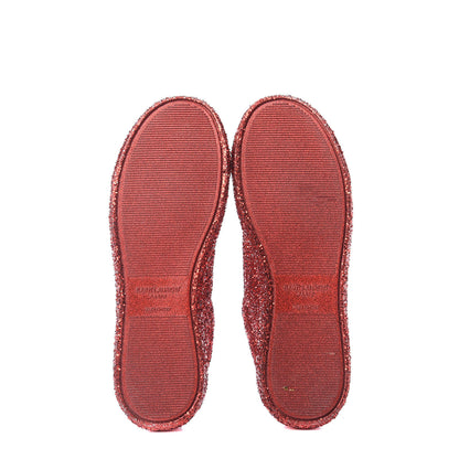 Saint Laurent Calfskin Crystal Glitter Andy Sneakers 36.5 Red 6 of 11