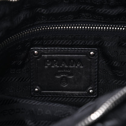 Prada Soft Calfskin Pleated Hobo Black 6 of 9
