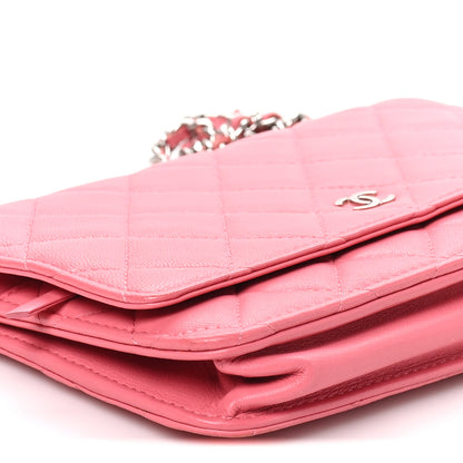 Chanel Lambskin Quilted Wallet On Chain WOC Pink 10 of 12