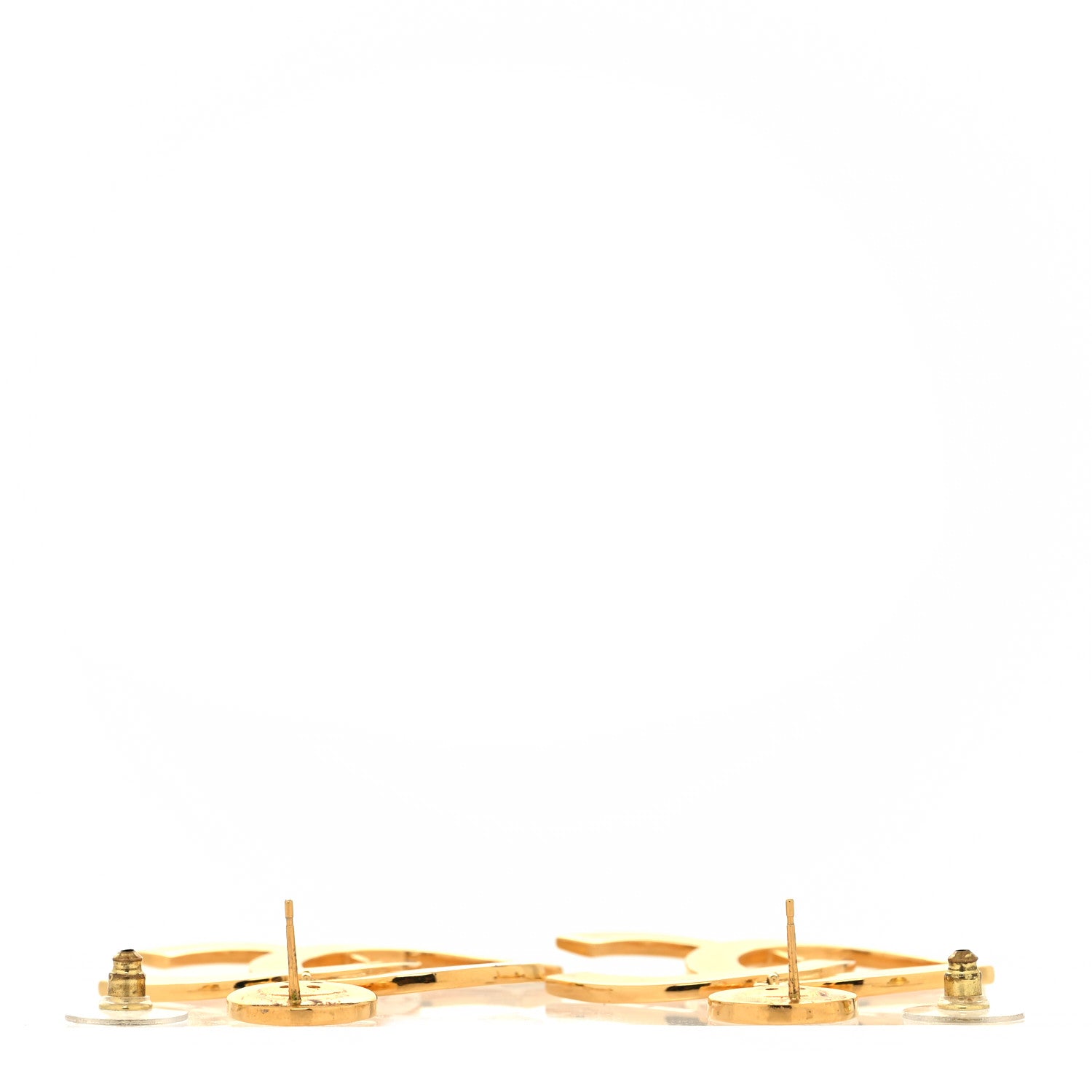 Chanel Metal Large Paris Button Earrings Gold 3 of 4