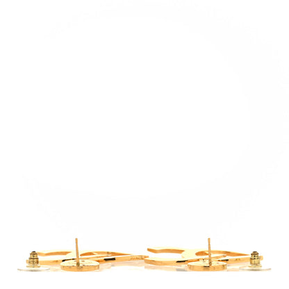 Chanel Metal Large Paris Button Earrings Gold 3 of 4