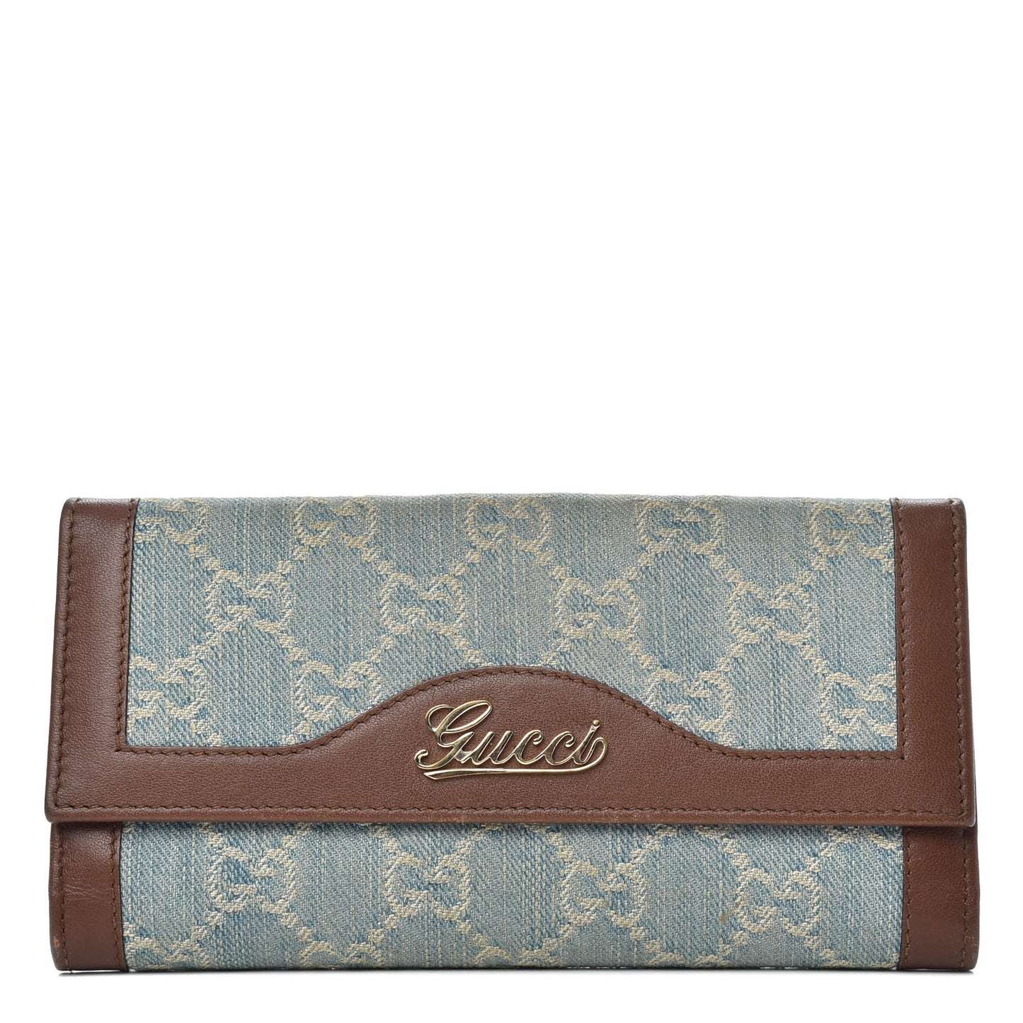 Monogram Script Continental Wallet Blue Denim