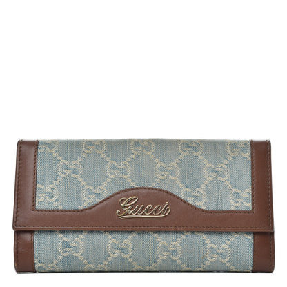 Gucci Monogram Script Continental Wallet Blue Denim 1 of 11