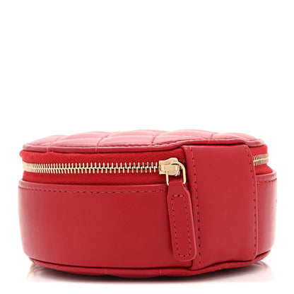 Chanel Lambskin Quilted Pillow Crush Round Clutch With Chain Red 4 of 11