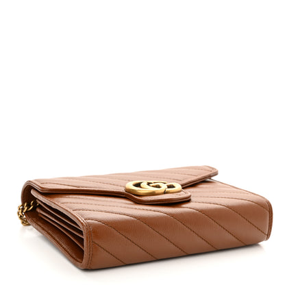 Gucci Azalea Calfskin Matelasse Diagonal GG Marmont Chain Wallet Cuir 4 of 12