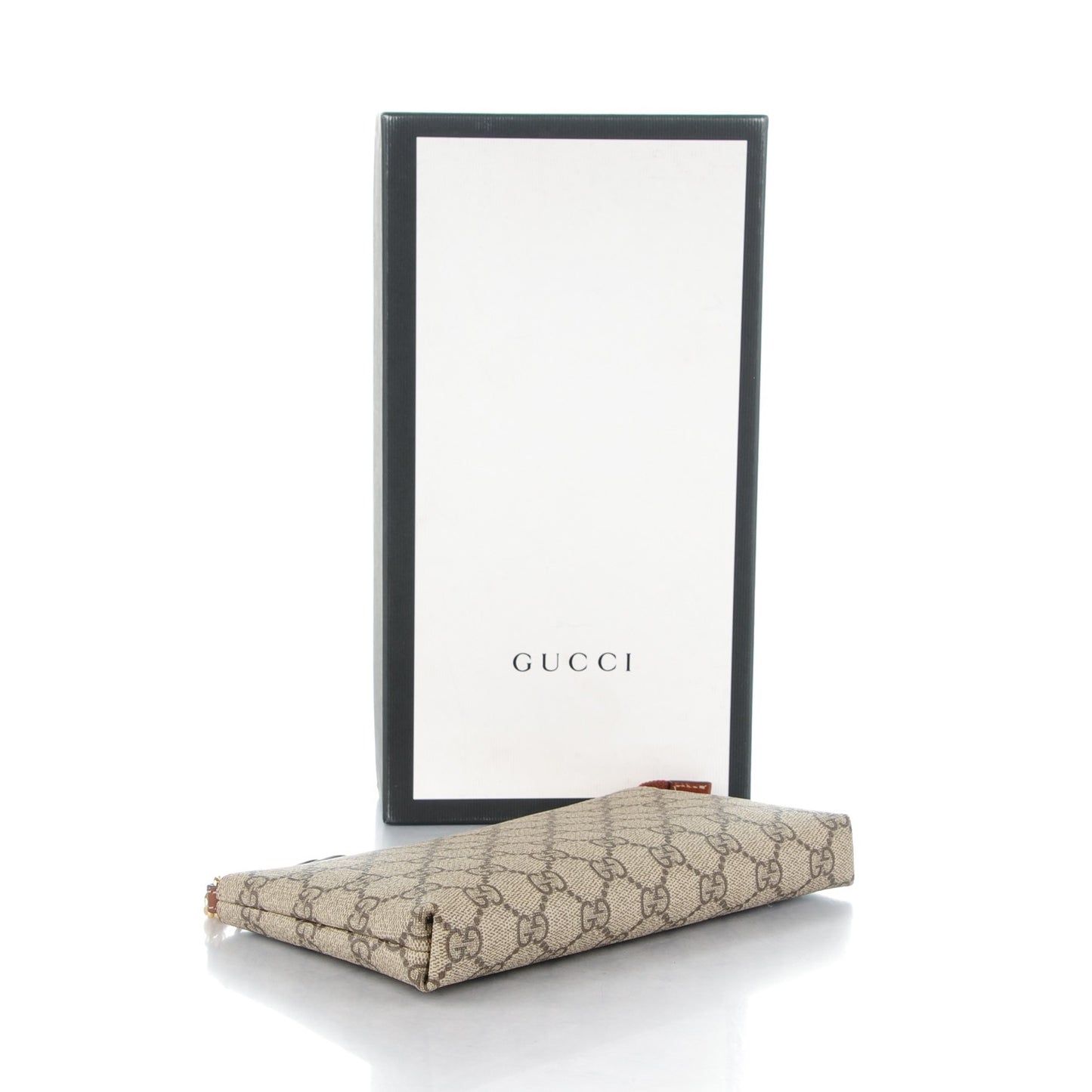 GG Supreme Monogram Wrist Wallet Brown