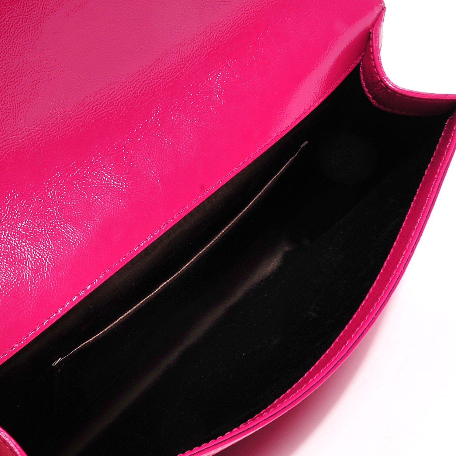 Saint Laurent Textured Patent Monogram Large Belle De Jour Clutch Fuchsia 5 of 7