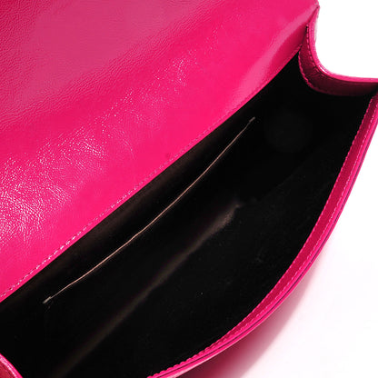 Saint Laurent Textured Patent Monogram Large Belle De Jour Clutch Fuchsia 5 of 7