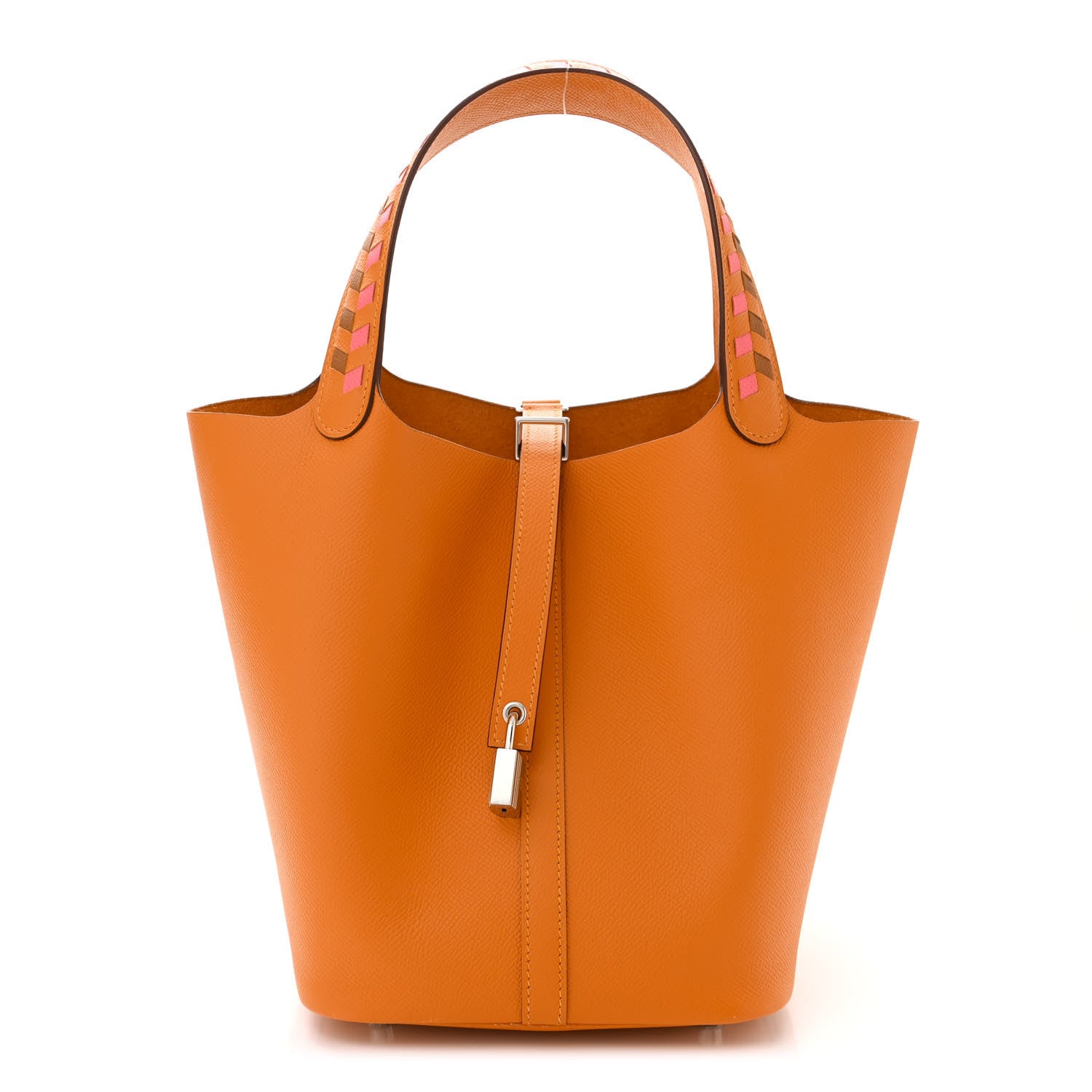 Hermes Epsom Tressage De Cuir Picotin Lock 22 MM Abricot Rose Azalee Gold 1 of 11