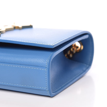 Saint Laurent Grain De Poudre Small Classic Monogram Kate Satchel Blue Clair 8 of 10