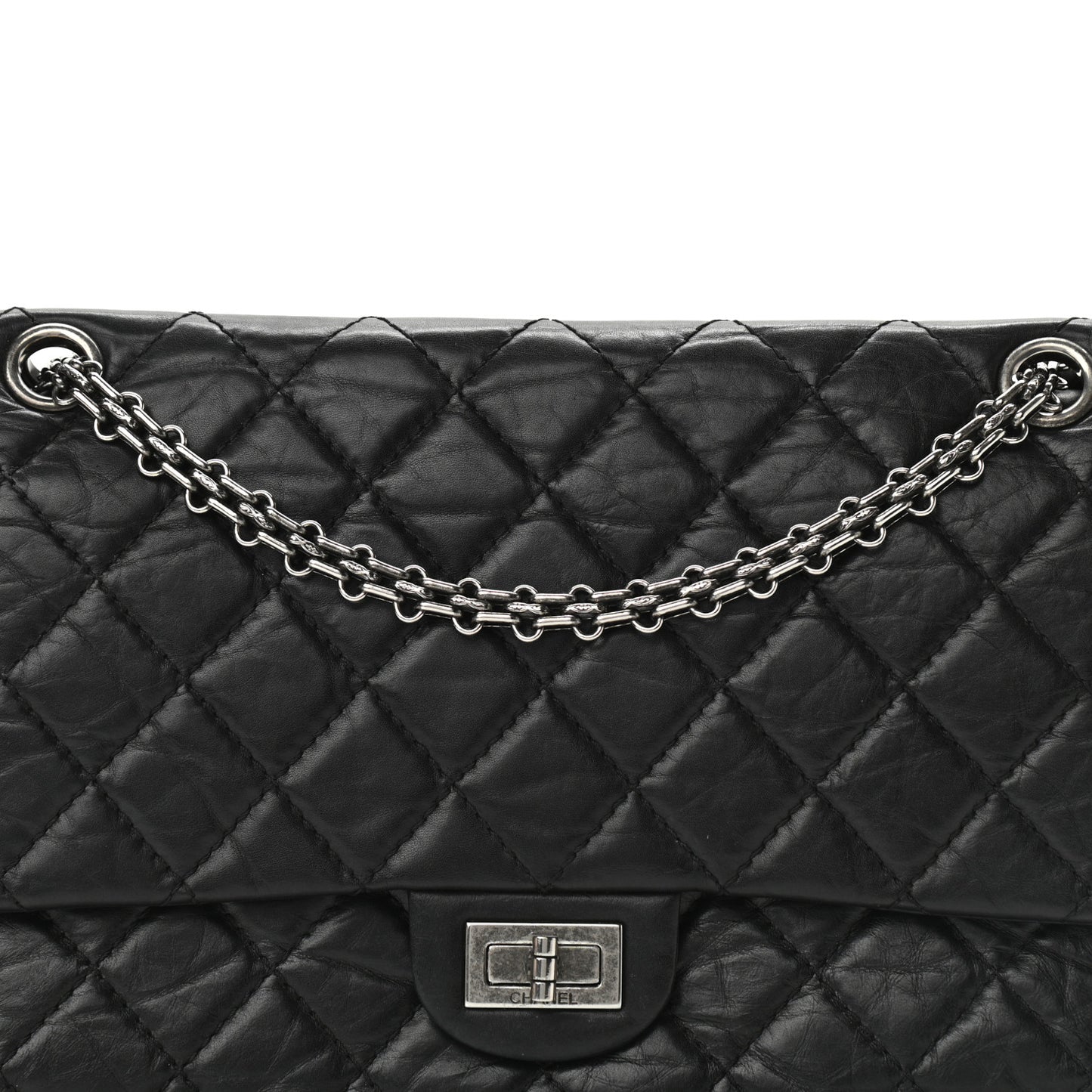 Aged Calfskin Quilted 2.55 Reissue 226 Flap Black
