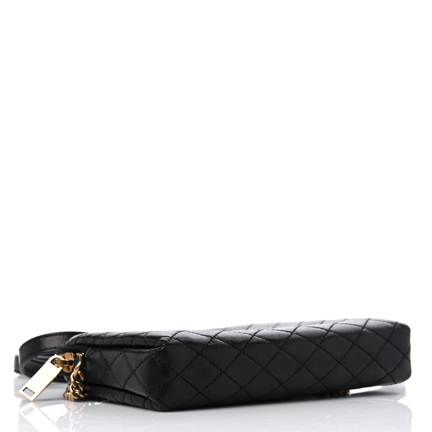Lambskin Quilted Gaby Zipped Pouch Black