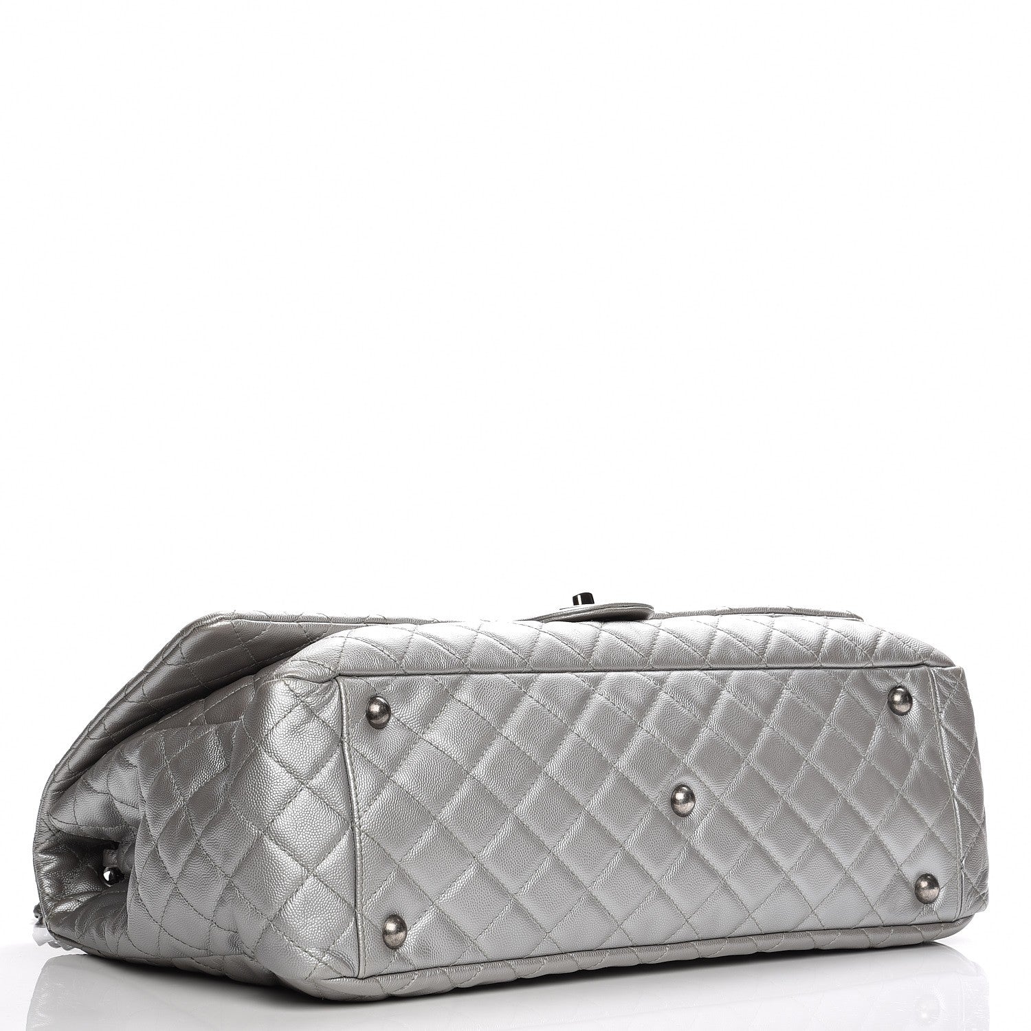 Chanel Metallic Caviar Quilted XXL Travel Flap Bag Silver 4 of 7
