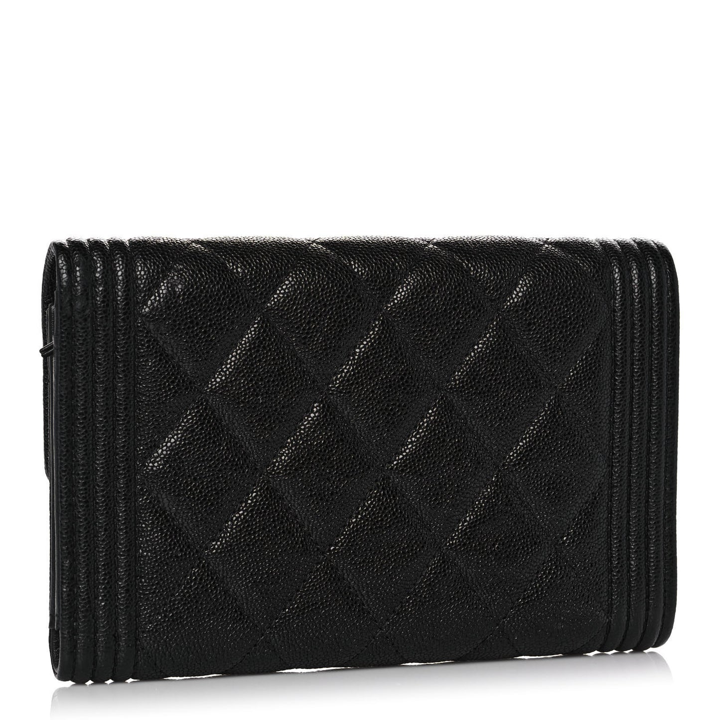 Caviar Quilted Medium Boy Flap Wallet Black