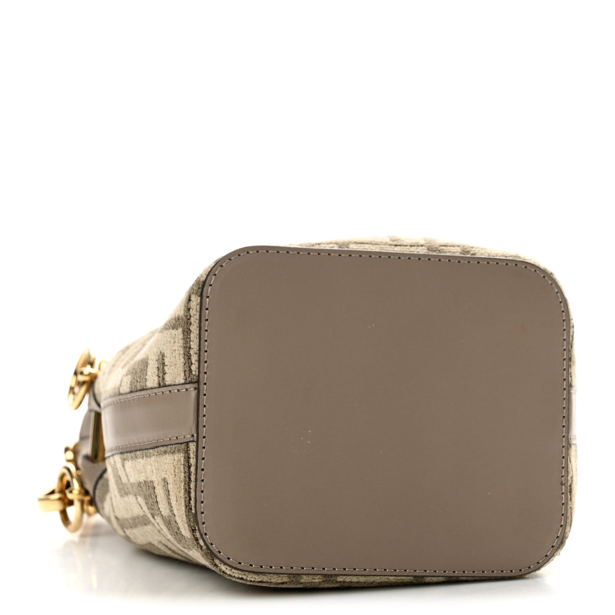 Chenille Vitello King FF Mini Mon Tresor Bucket Bag Tortora Nuvola