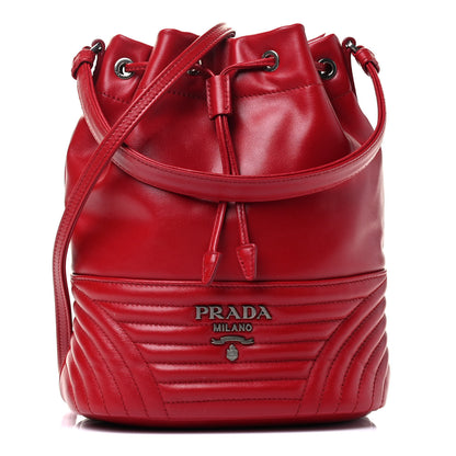 Prada Soft Calfskin Impunture Diagramme Bucket Bag Rosso 1 of 4