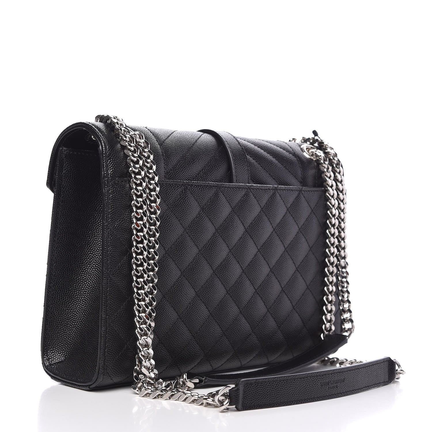 Saint Laurent Grain De Poudre Textured Mixed Matelasse Triquilt Medium Monogram Satchel Black 3 of 8