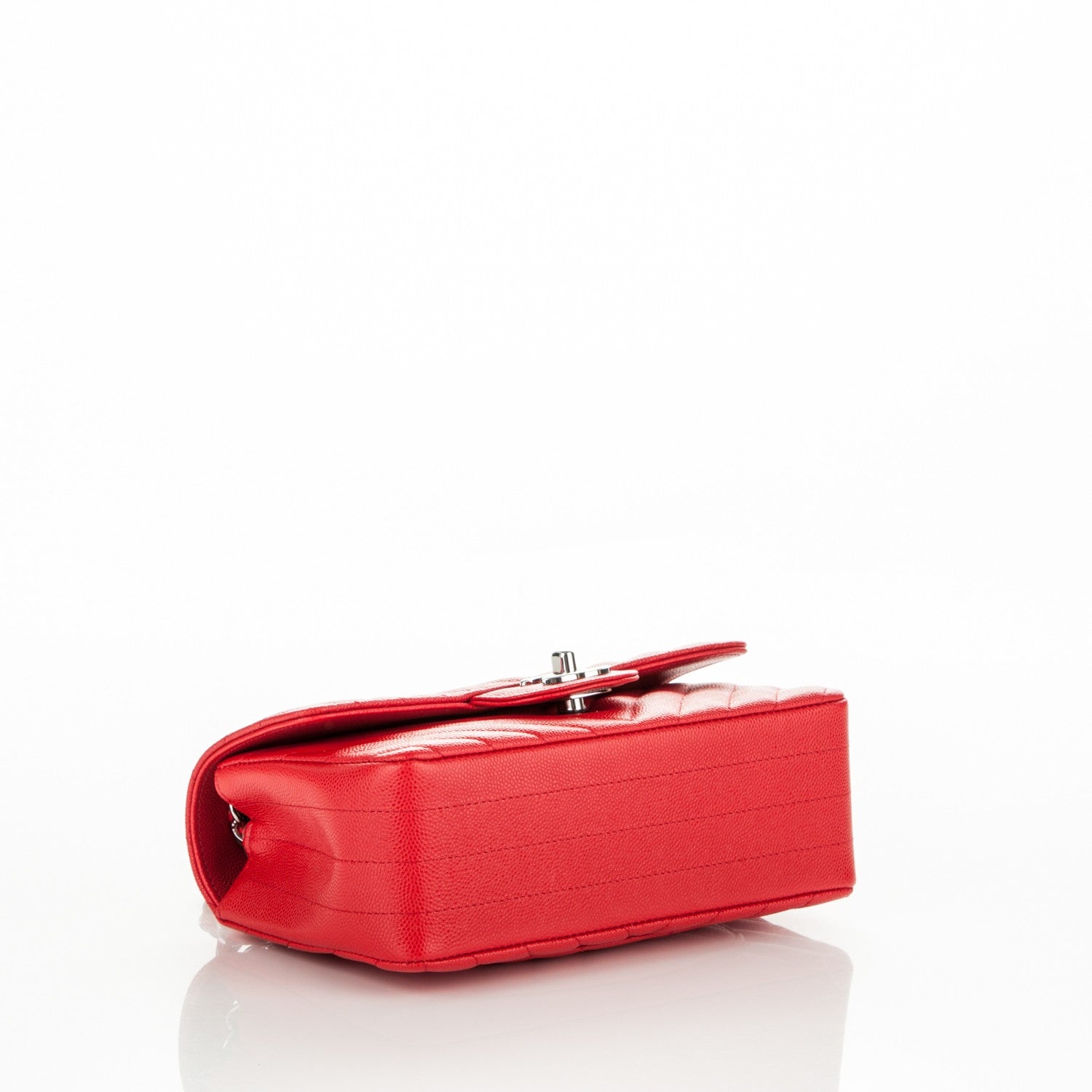 Chanel Caviar Chevron Quilted Mini Rectangular Flap Red 4 of 7