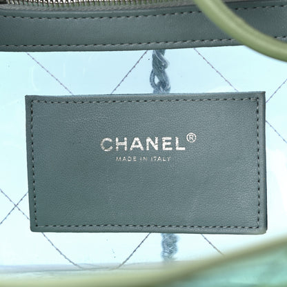 Chanel Lambskin PVC Quilted Large Coco Splash Shopping Bag Blue Green 6 of 13
