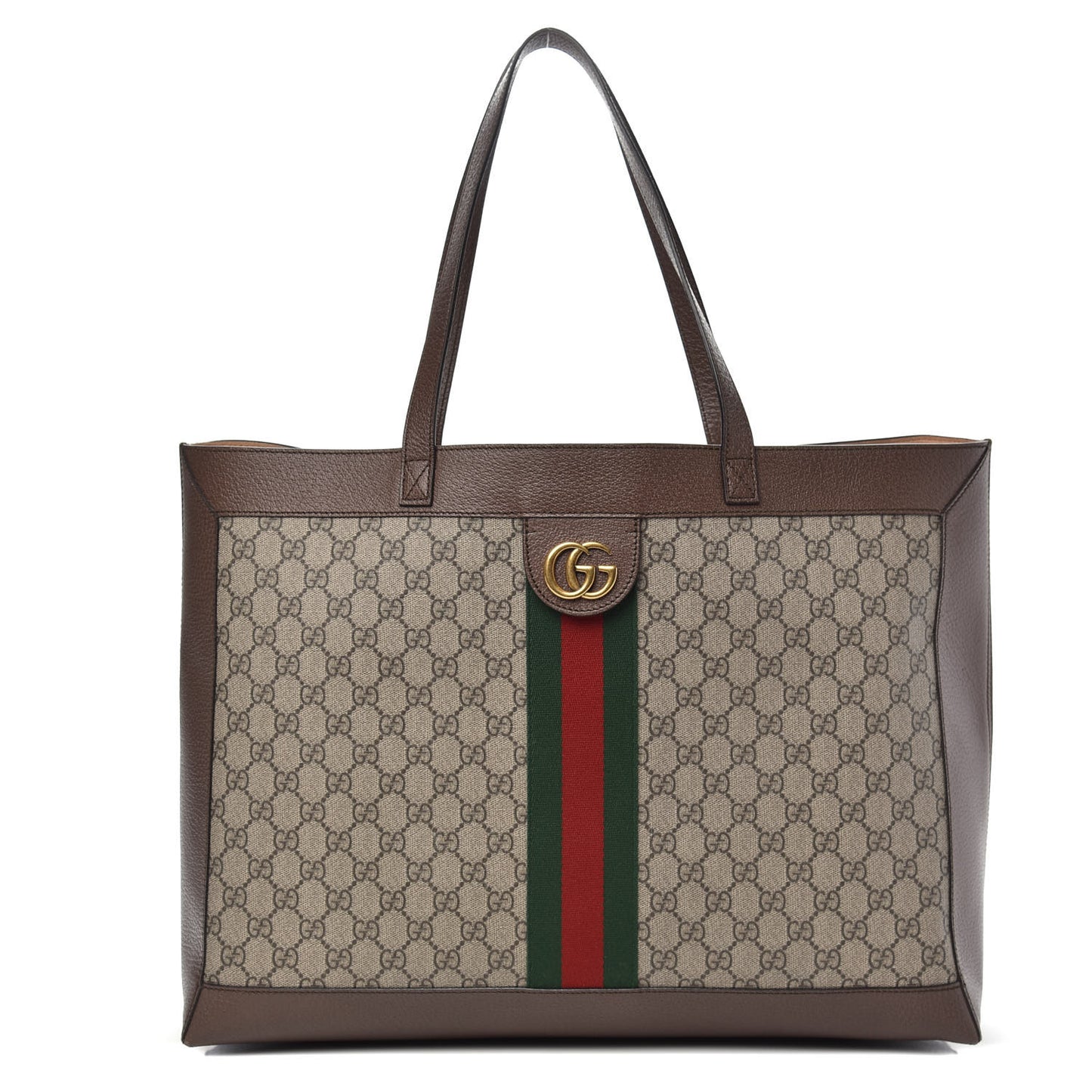 GG Supreme Monogram Web Ophidia Tote Brown