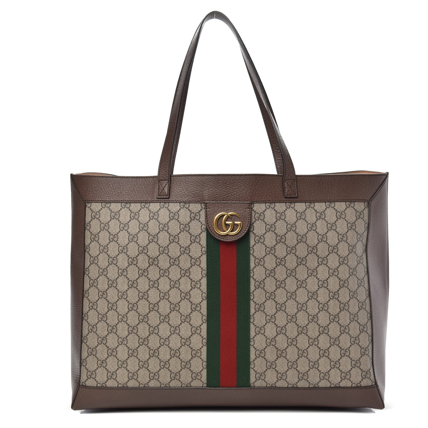 Gucci GG Supreme Monogram Web Ophidia Tote Brown 1 of 11