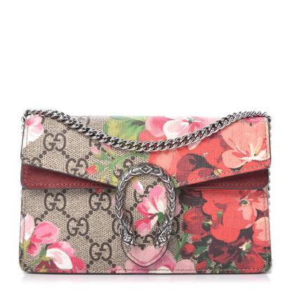 Gucci GG Supreme Monogram Blooms Super Mini Dionysus Shoulder Bag Beige Multicolor Dry Rose 1 of 9