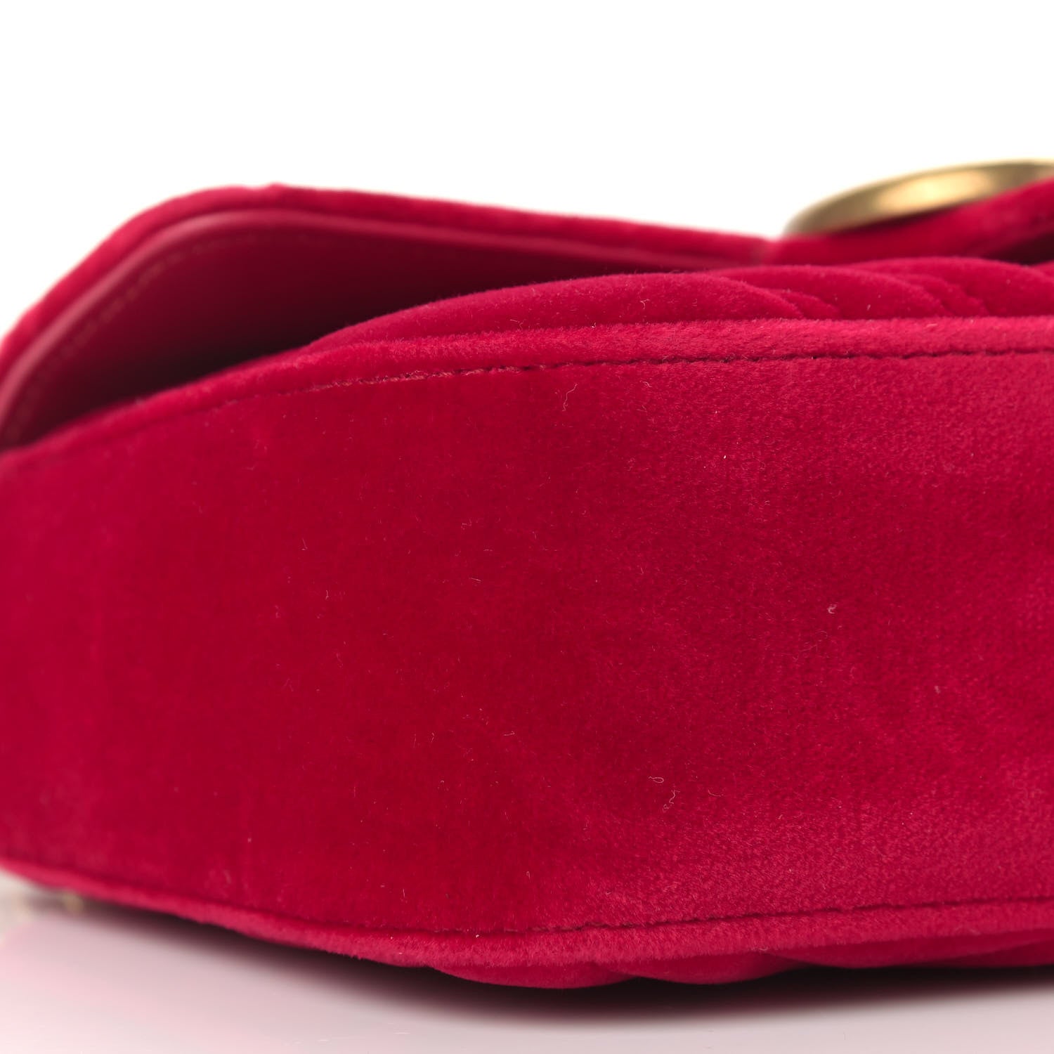 Gucci Velvet Matelasse Mini GG Marmont Shoulder Bag Hibiscus Red 8 of 10