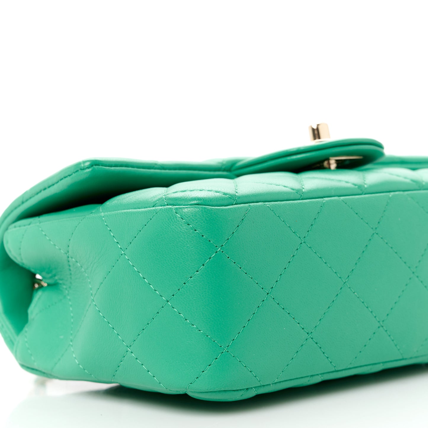 Lambskin Quilted Mini Rectangular Flap Dark Green