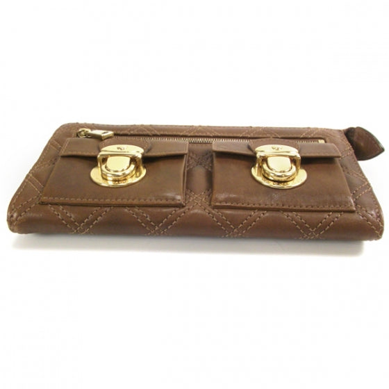 Marc Jacobs Leather Quilted Zip Clutch Wallet Brown 4 of 11