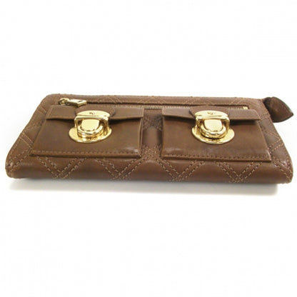 Marc Jacobs Leather Quilted Zip Clutch Wallet Brown 4 of 11