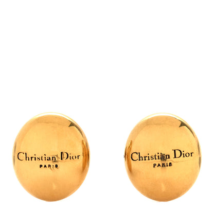 Christian Dior Oval Logo Tribales Earrings Gold 1 of 5