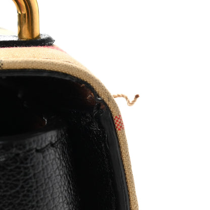 Burberry Goatskin Cotton Canvas Vintage Check Small D-Ring Bag Black Antique Yellow 11 of 17