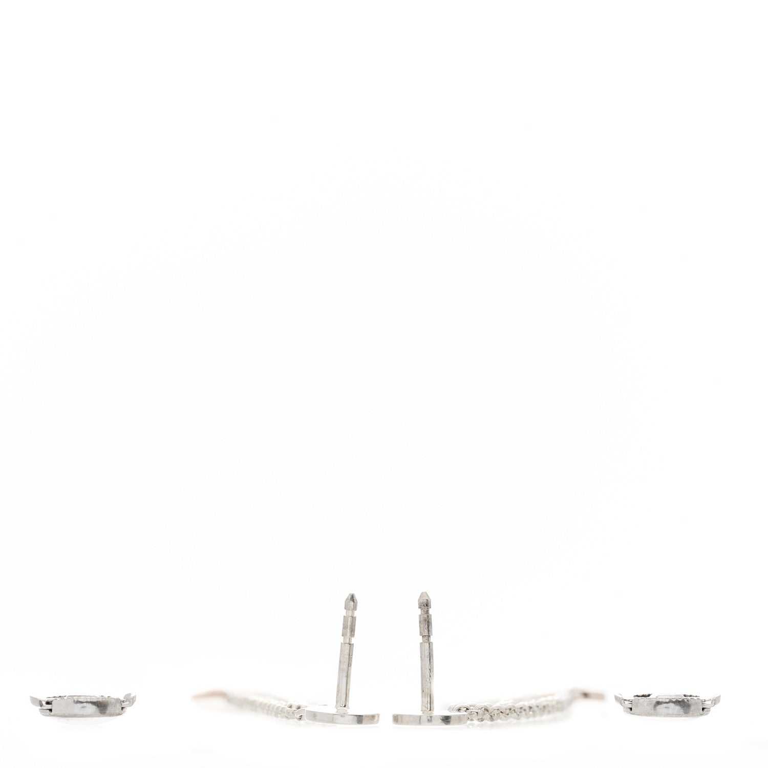Hermes Sterling Silver 18K Rose Gold PM Ex-Libris Earrings 2 of 4