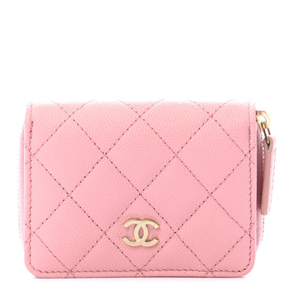 Chanel Caviar Quilted Compact Zipped Wallet Pink 1 of 9