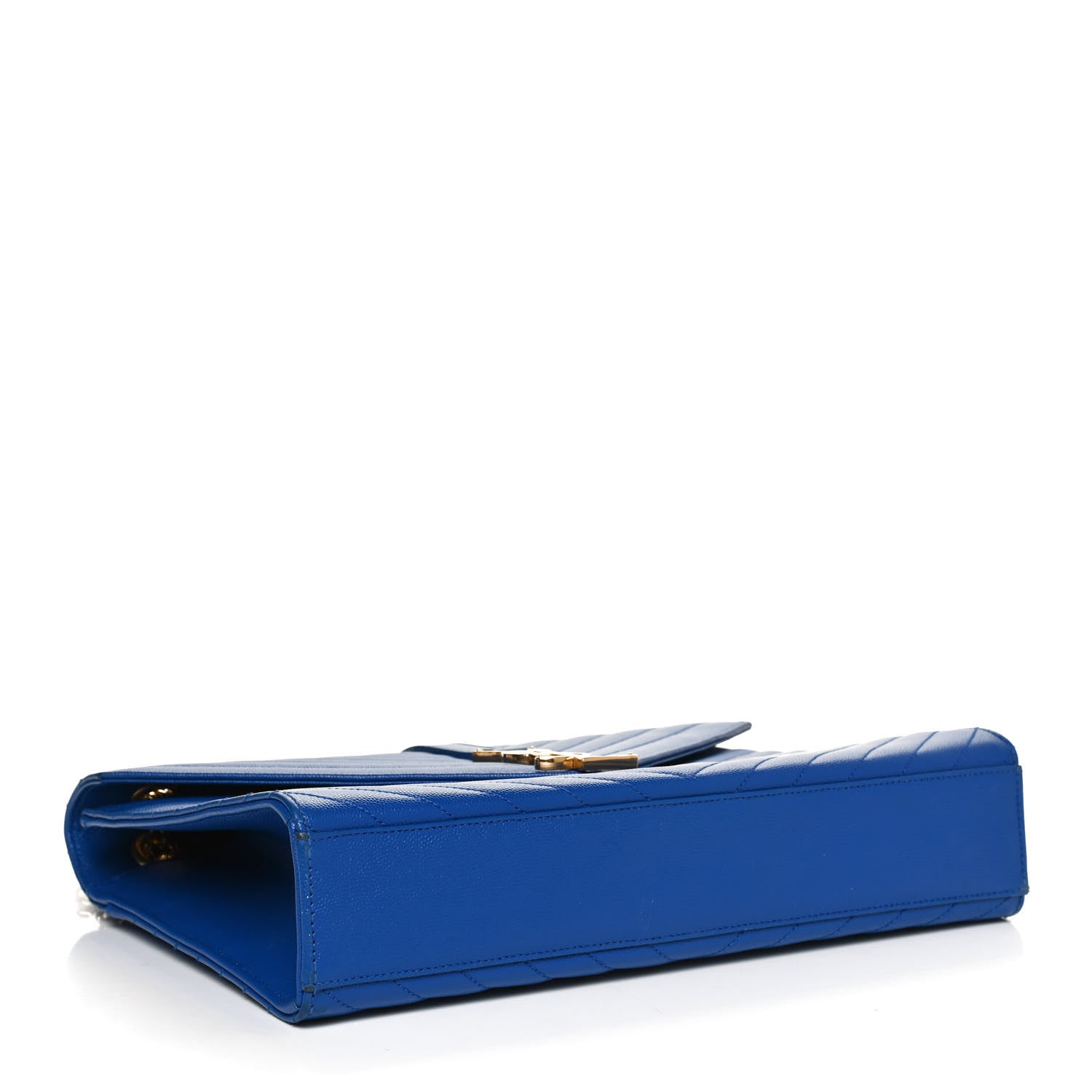 Saint Laurent Grain De Poudre Matelasse Chevron Large Monogram Satchel Blue Majorelle 3 of 16