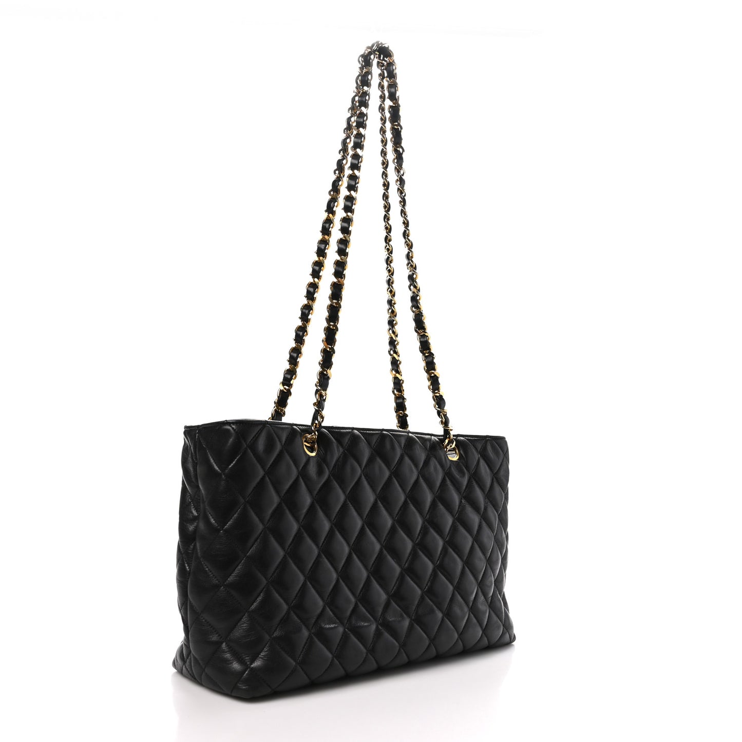 Lambskin Quilted Medium New Bubble North South Tote Black