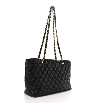 Chanel Lambskin Quilted Medium New Bubble North South Tote Black 3 of 11
