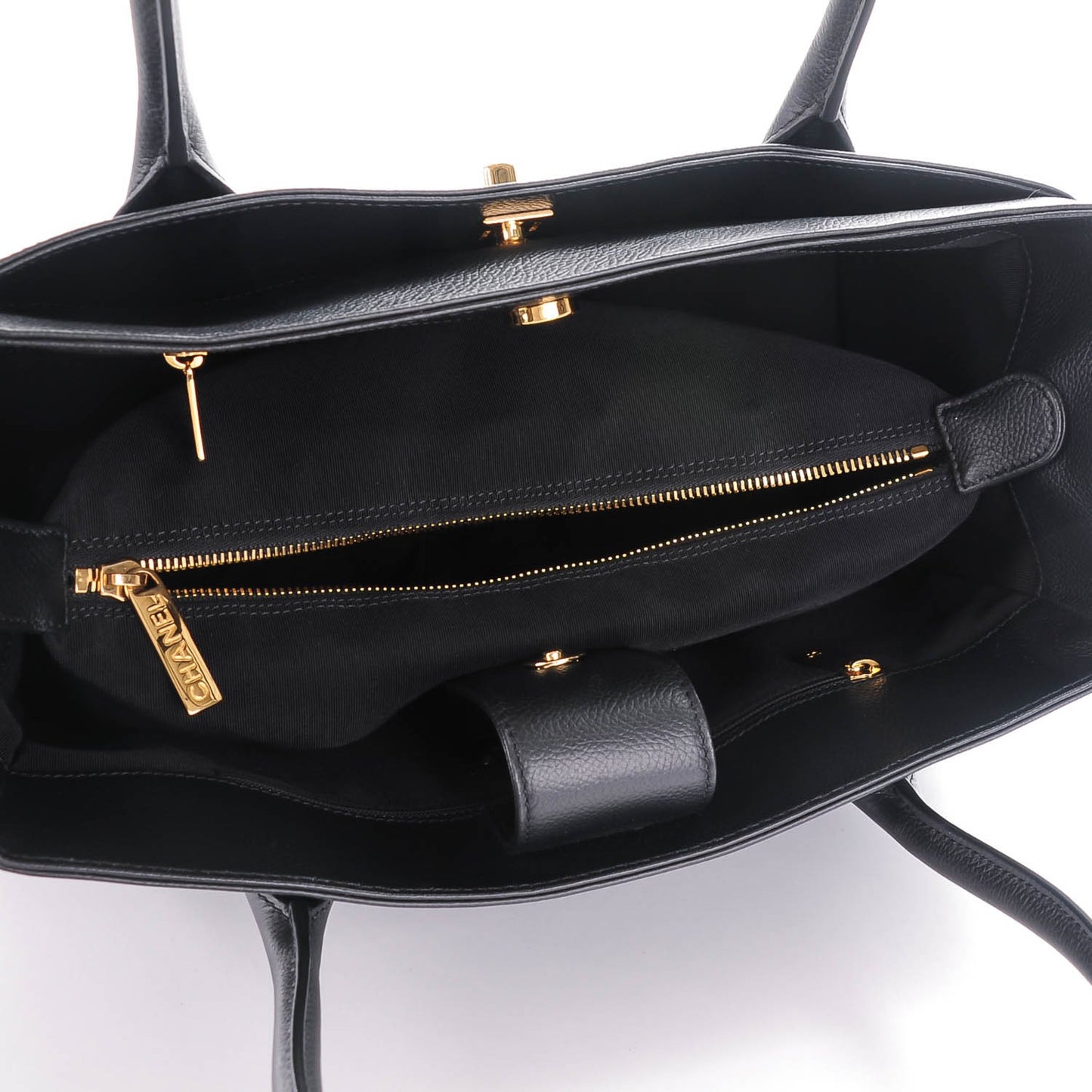 Calfskin Small Cerf Shopper Tote Black