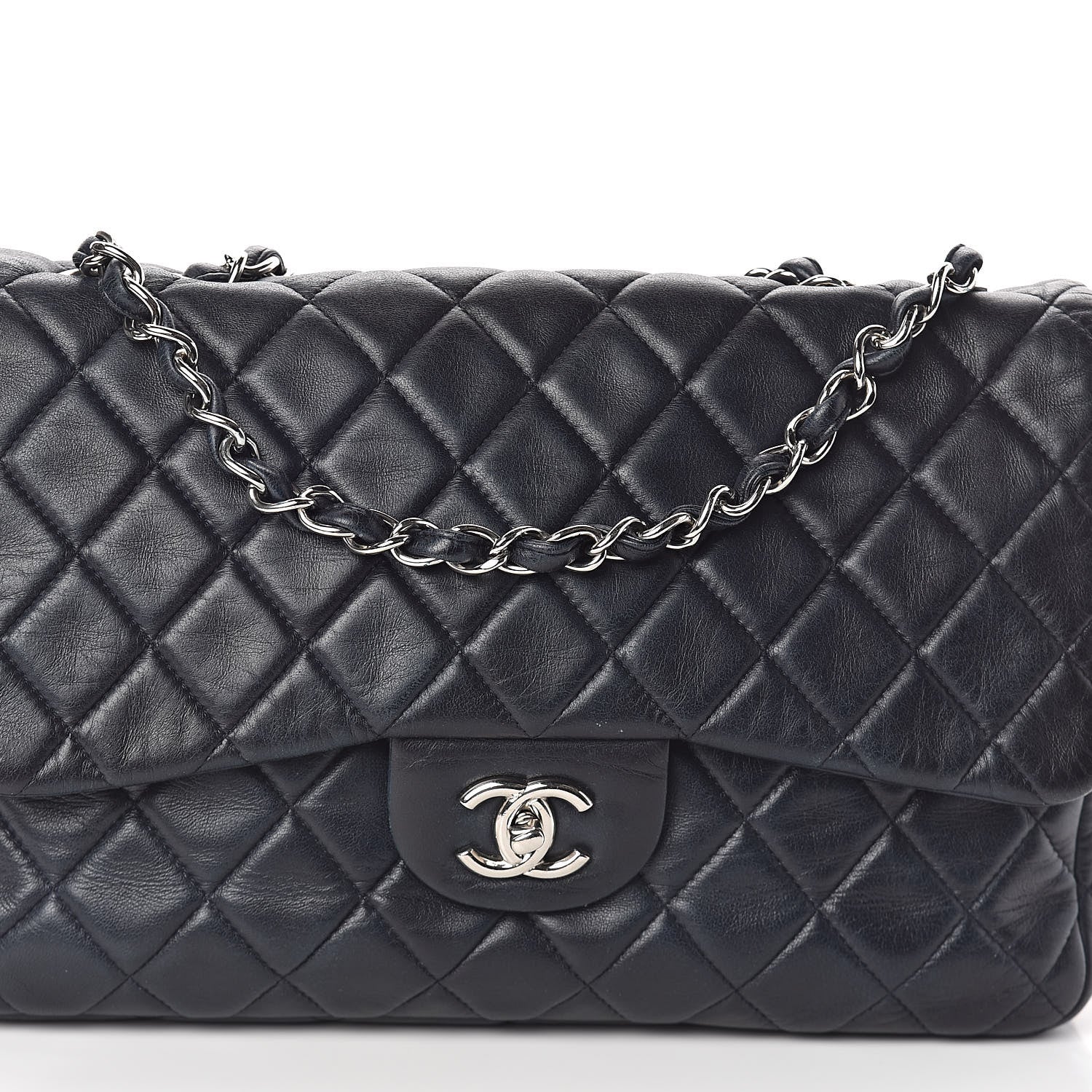 Chanel Lambskin Quilted Jumbo Single Flap Blue 8 of 10