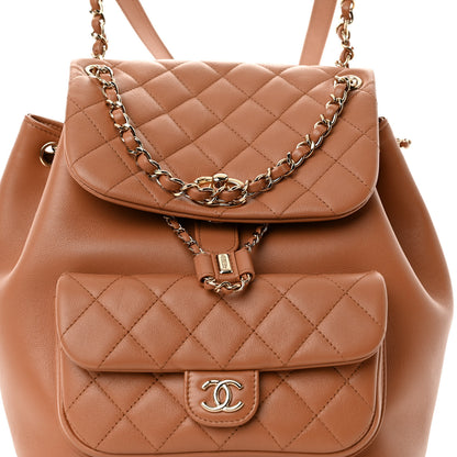 Chanel Lambskin Quilted Large Duma Drawstring Backpack Brown 7 of 9