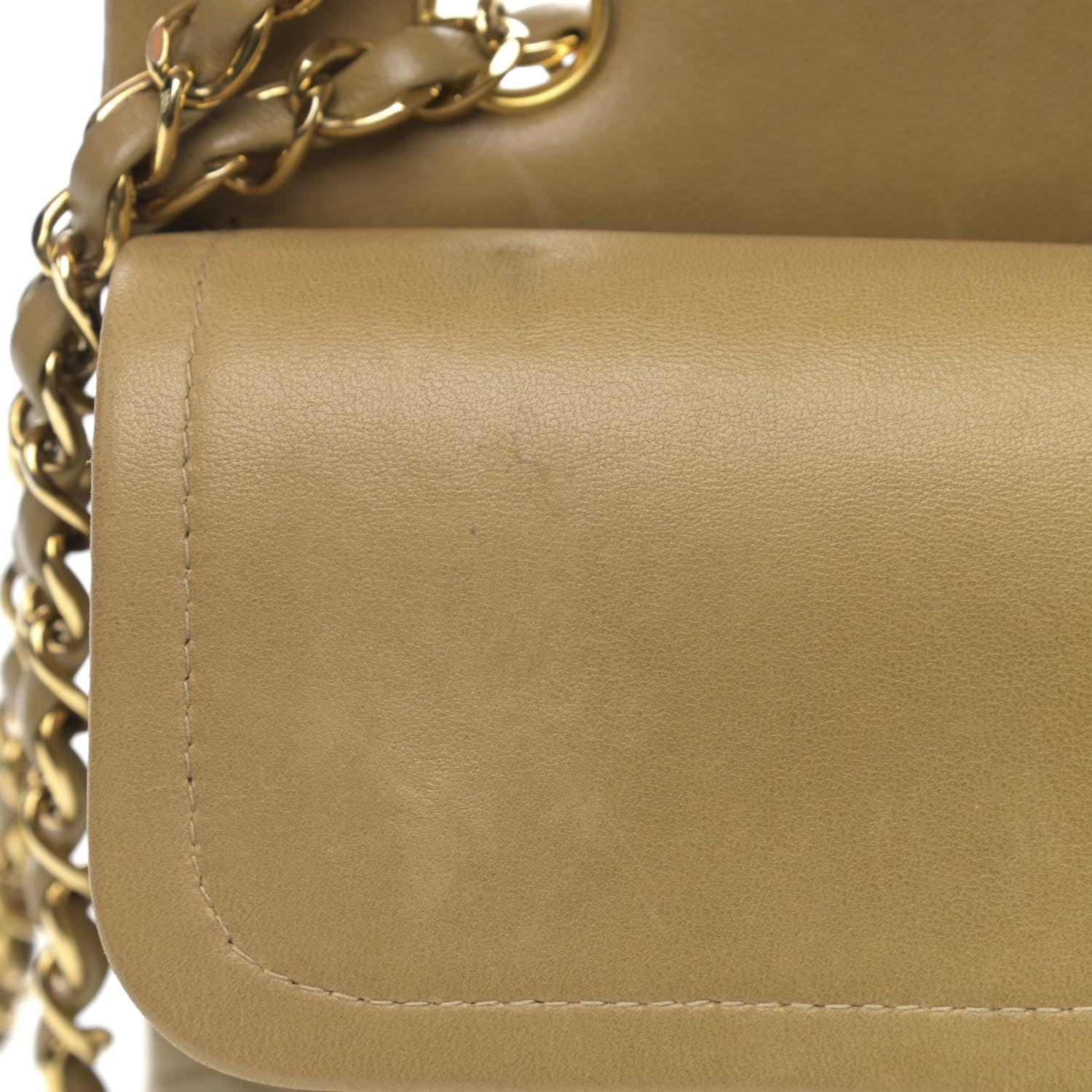 Chanel Lambskin Quilted Medium Double Flap Beige 13 of 14