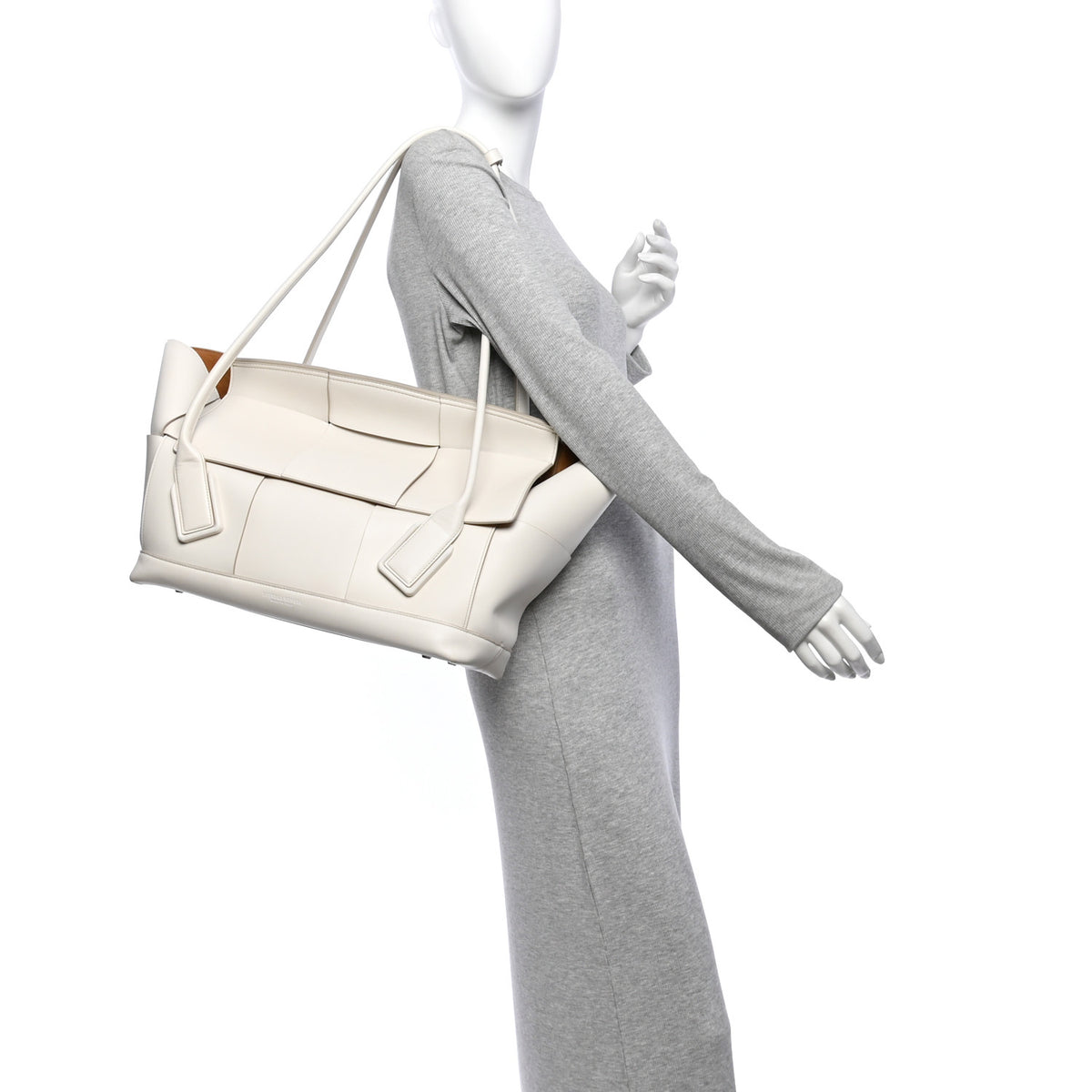 Bottega Veneta French Calfskin Maxi Intrecciato Large Arco  Bianco 2 of 15