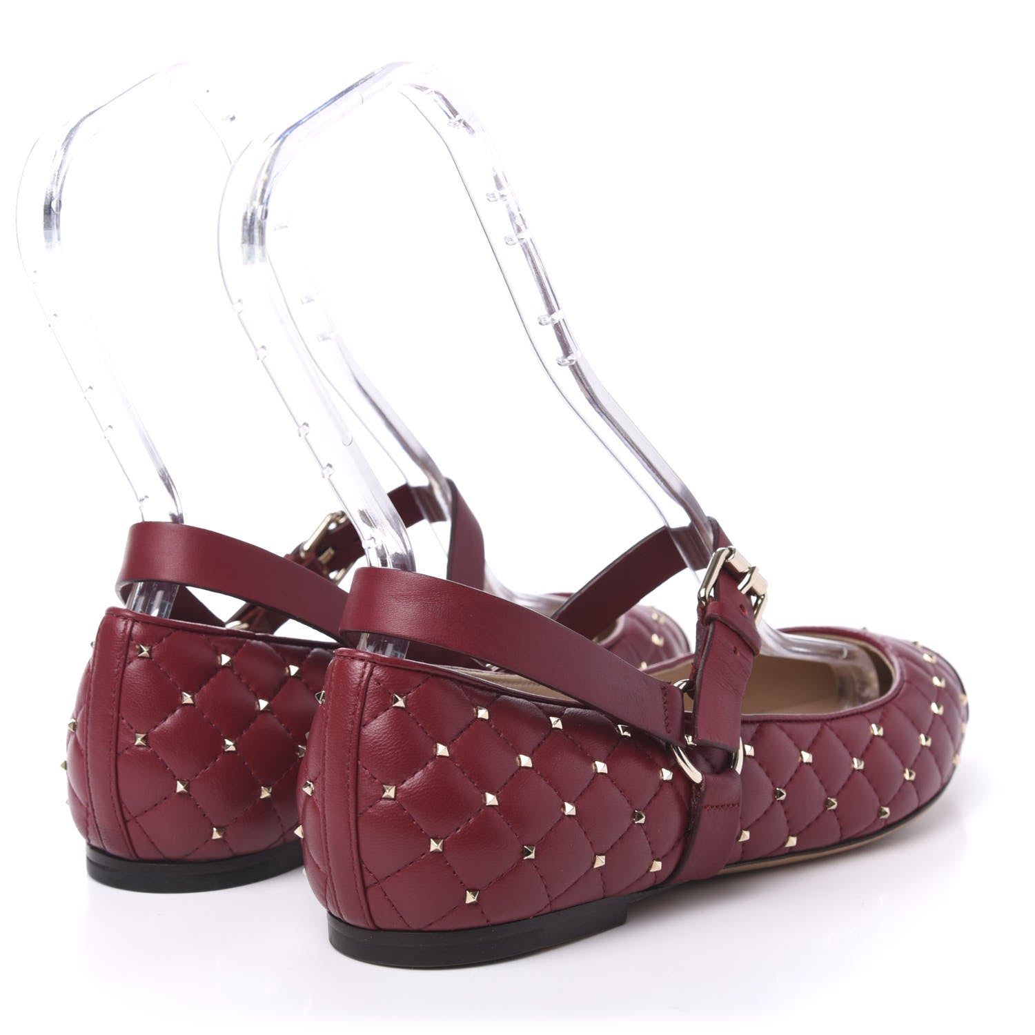Valentino Garavani Lambskin Rockstud Spike Captoe Ballerina Flats 37.5 Rubin Gold 4 of 8