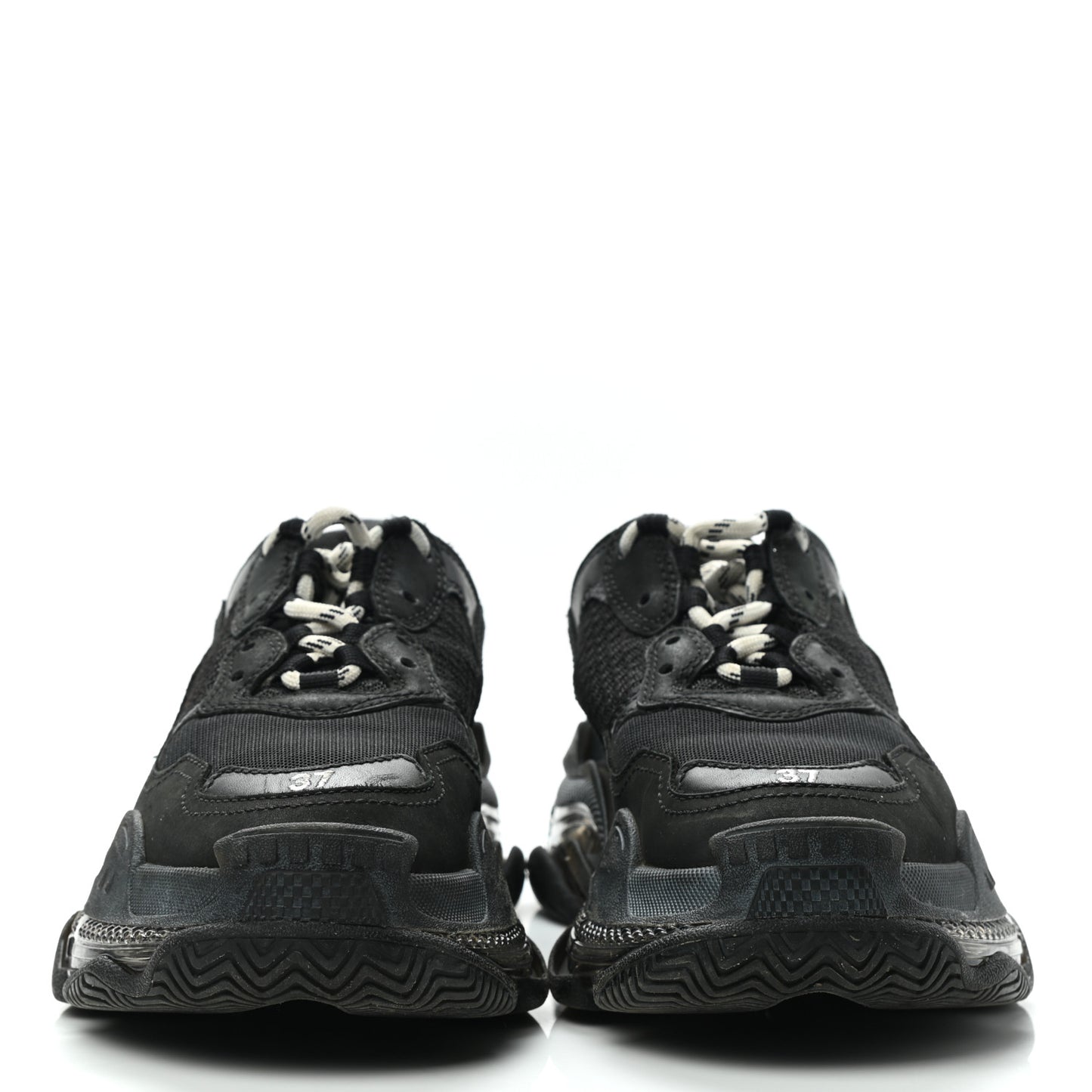 Fabric Mesh Clear Sole Womens Triple S Sneakers 37 Black