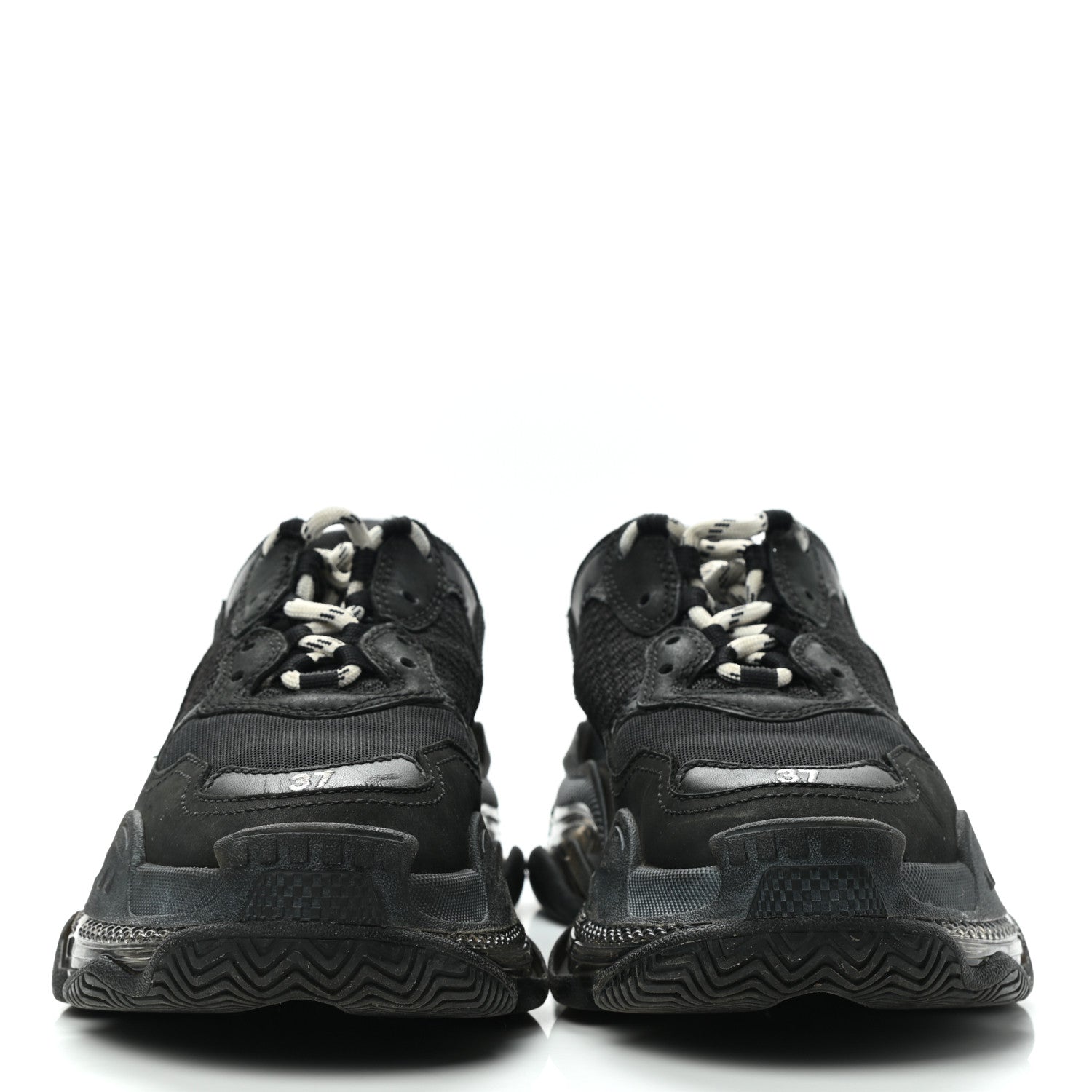 Balenciaga Fabric Mesh Clear Sole Womens Triple S Sneakers 37 Black 2 of 14